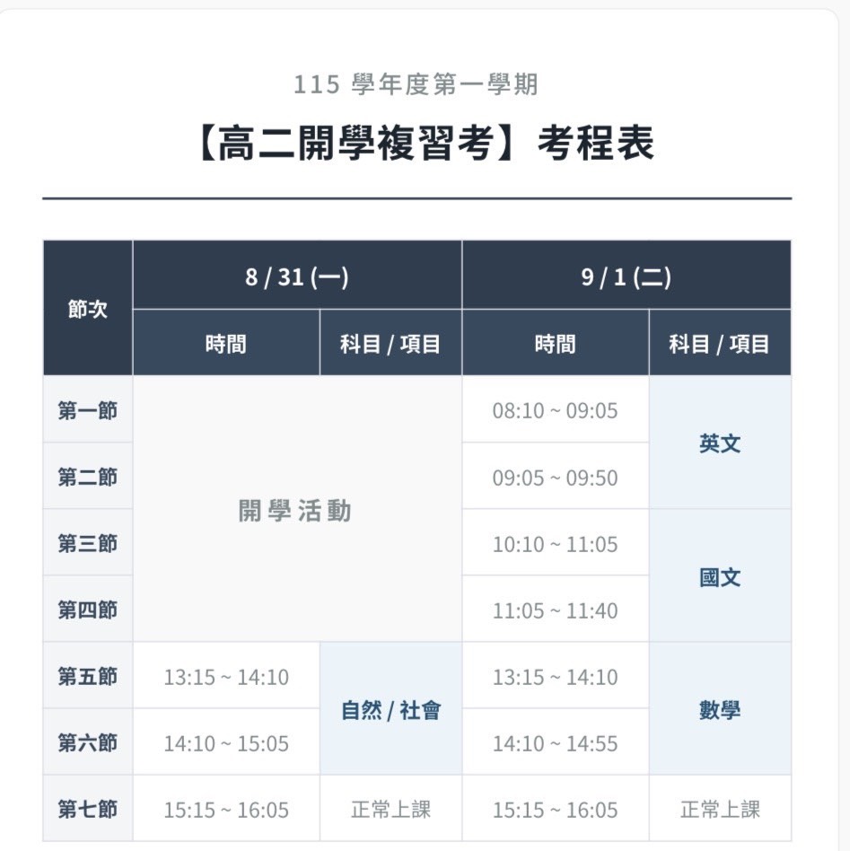 高二開學複習考