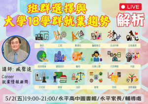 113學年度/班群選擇與18學群就業趨勢解析/高一同學代表照片